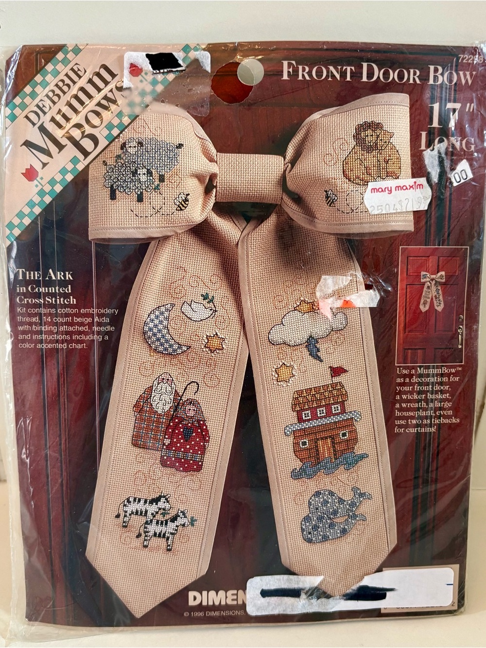Vintage Dimensions Debbie Mumm Front Door Bow ‘The Ark’ Cross Stitch Kit- New